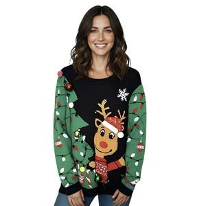 Ugly Christmas Sweater No boundaries Size 3XL Reindeer 3D Holiday Unisex Party
